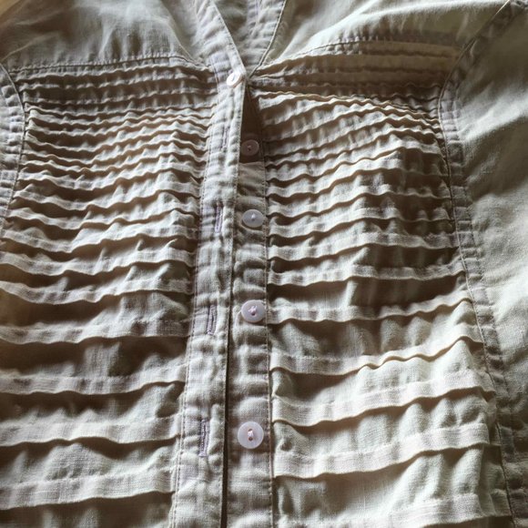 Tracy M. Light Yellow Blouse - 100% Linen - Picture 8 of 10